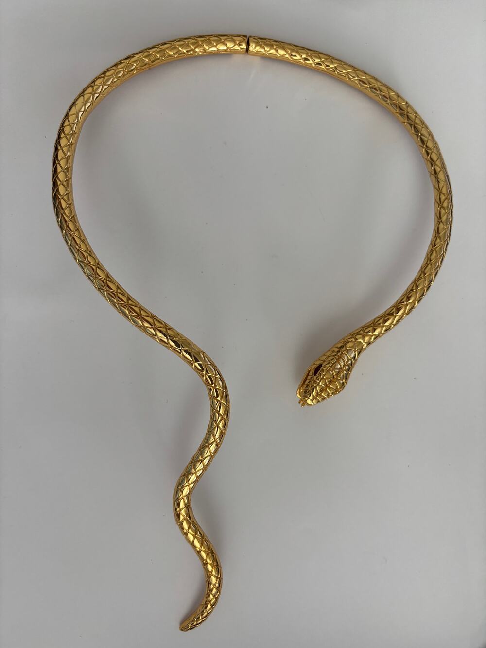 Vintage Designer Statement Necklace Gold Tone Snake Serpent Jean-Charles Boisset